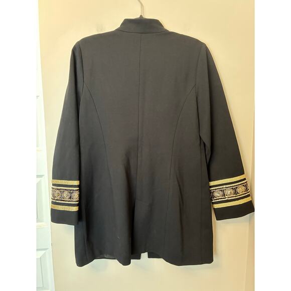 Chico’s Gold Embroidery Cuff Detail Black Blazer Jacket Size Medium - Picture 2 of 8